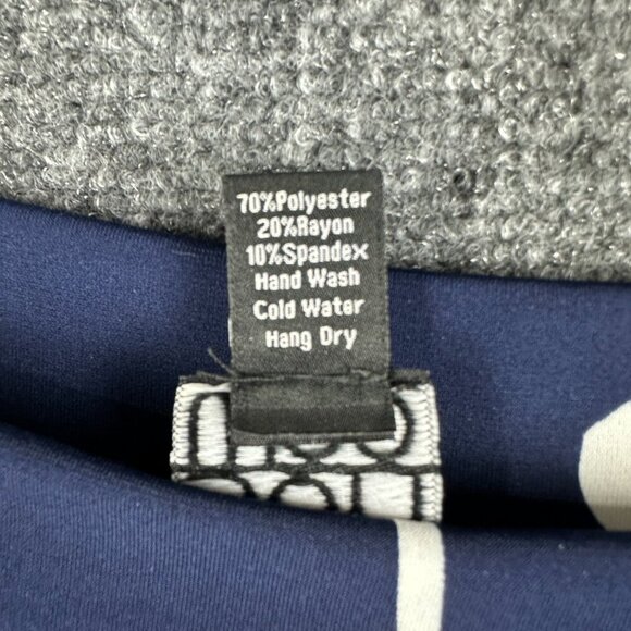 Clara Sun Woo Top Womens Small Blouse Blue Print 3/4 Sleeve Cold Shoulder - Picture 5 of 5